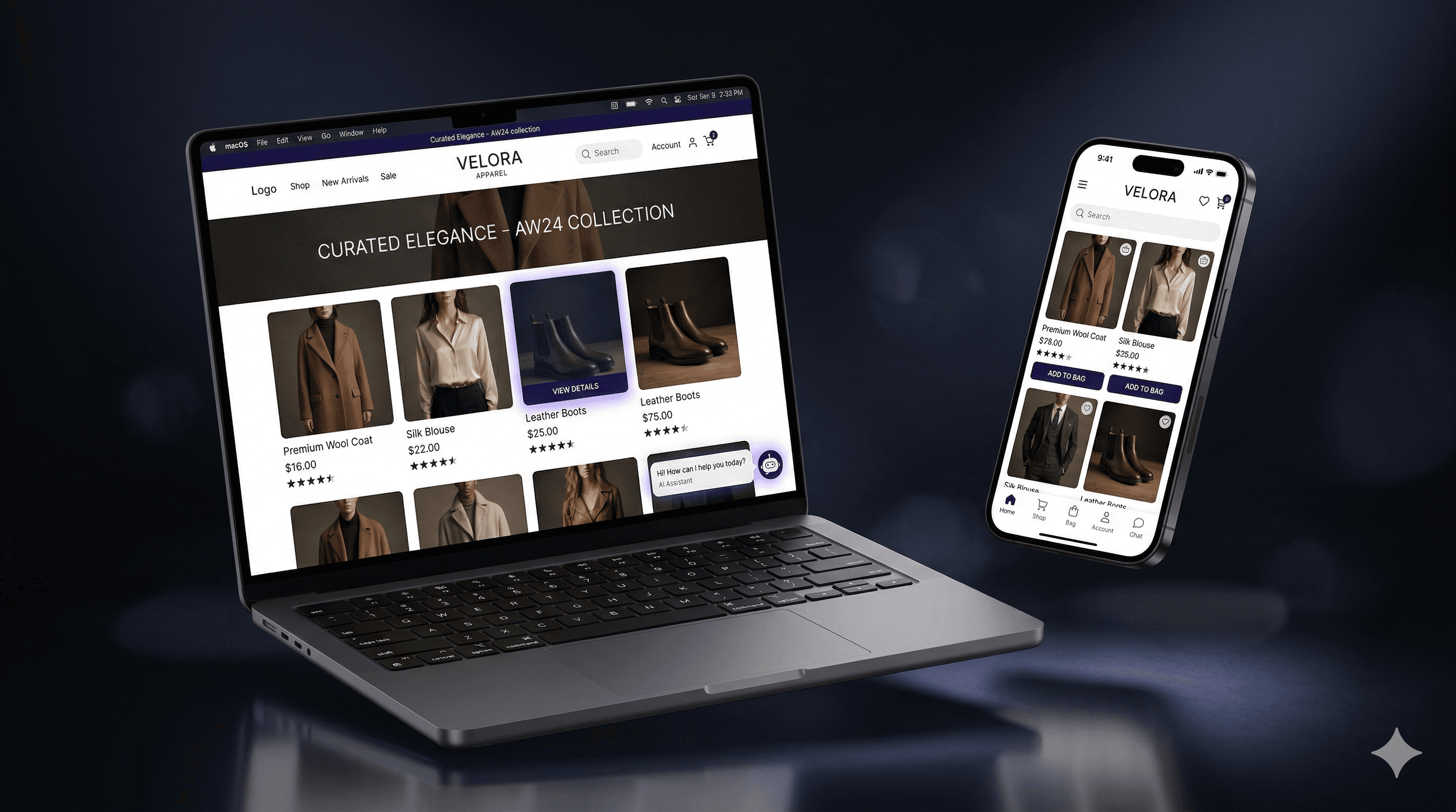 Web and app mockup